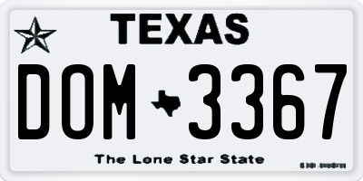 TX license plate DOM3367