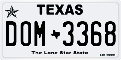 TX license plate DOM3368