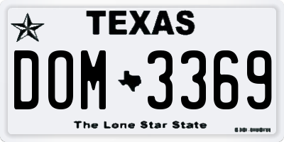TX license plate DOM3369