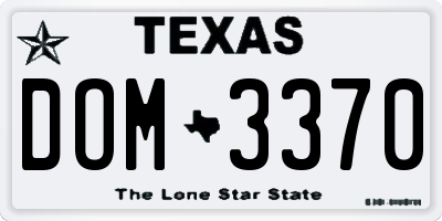 TX license plate DOM3370