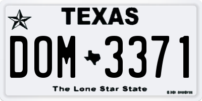 TX license plate DOM3371