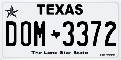 TX license plate DOM3372