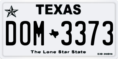 TX license plate DOM3373