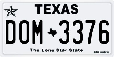 TX license plate DOM3376