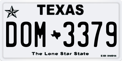 TX license plate DOM3379