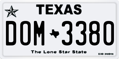 TX license plate DOM3380