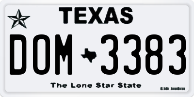TX license plate DOM3383