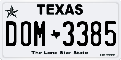 TX license plate DOM3385