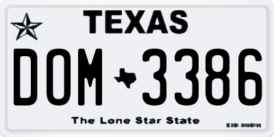 TX license plate DOM3386