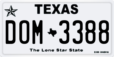 TX license plate DOM3388
