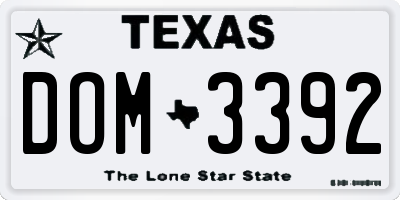 TX license plate DOM3392