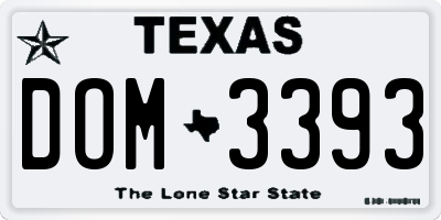 TX license plate DOM3393