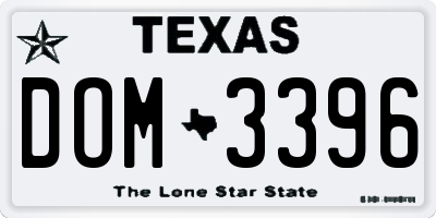 TX license plate DOM3396
