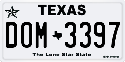 TX license plate DOM3397