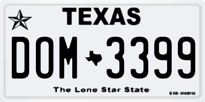 TX license plate DOM3399