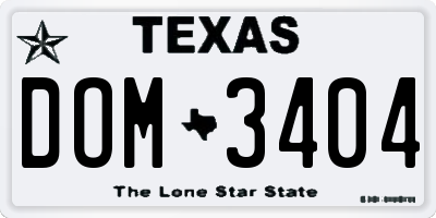 TX license plate DOM3404