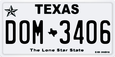 TX license plate DOM3406
