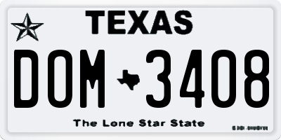 TX license plate DOM3408