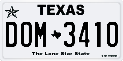TX license plate DOM3410