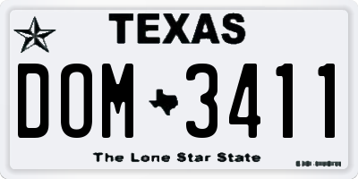 TX license plate DOM3411