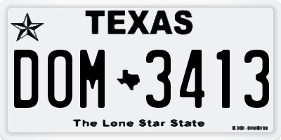 TX license plate DOM3413