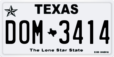 TX license plate DOM3414