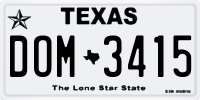 TX license plate DOM3415