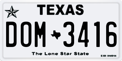 TX license plate DOM3416