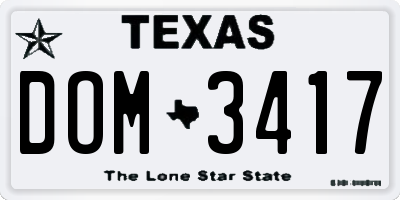 TX license plate DOM3417