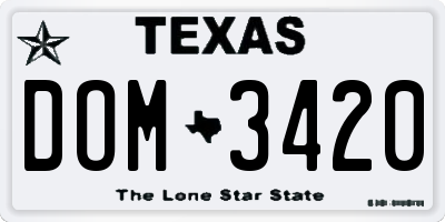 TX license plate DOM3420