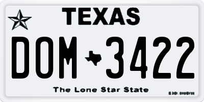 TX license plate DOM3422