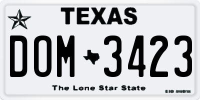 TX license plate DOM3423