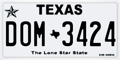 TX license plate DOM3424