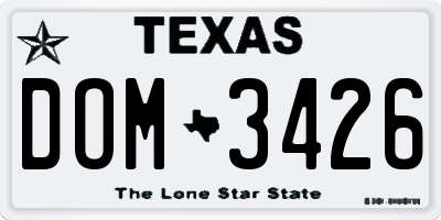 TX license plate DOM3426