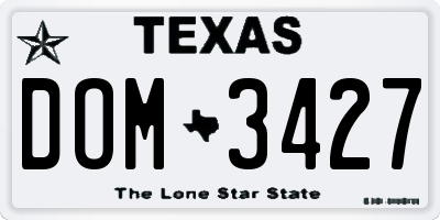 TX license plate DOM3427