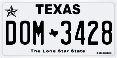 TX license plate DOM3428