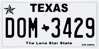 TX license plate DOM3429