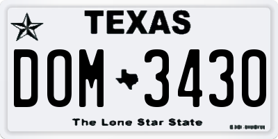 TX license plate DOM3430