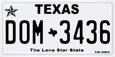 TX license plate DOM3436