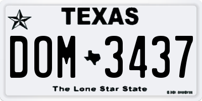 TX license plate DOM3437