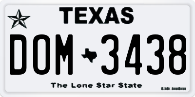 TX license plate DOM3438