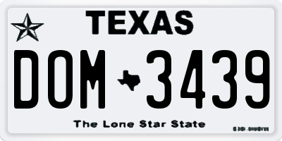 TX license plate DOM3439