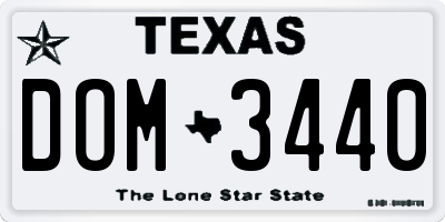 TX license plate DOM3440