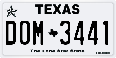 TX license plate DOM3441