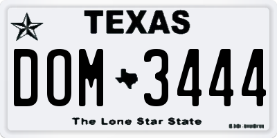 TX license plate DOM3444