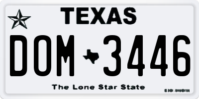 TX license plate DOM3446