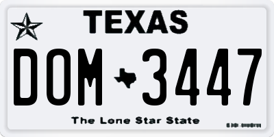 TX license plate DOM3447
