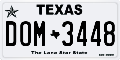 TX license plate DOM3448
