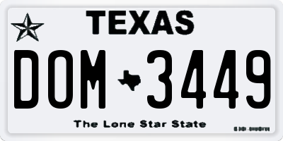 TX license plate DOM3449