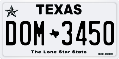 TX license plate DOM3450